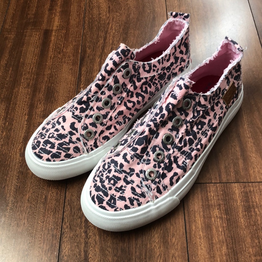 Blowfish Pink Leopard Print Slip-On Kids Sneakers